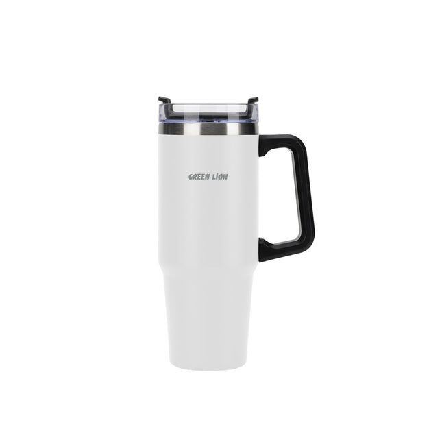 Green Lion Vacuum Travel Mug White