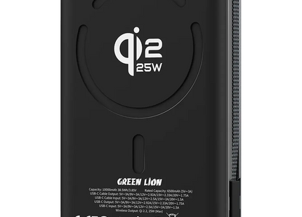 Green Lion WELLINGTON 10000mAh Magsafe Power Bank PD 35W Black