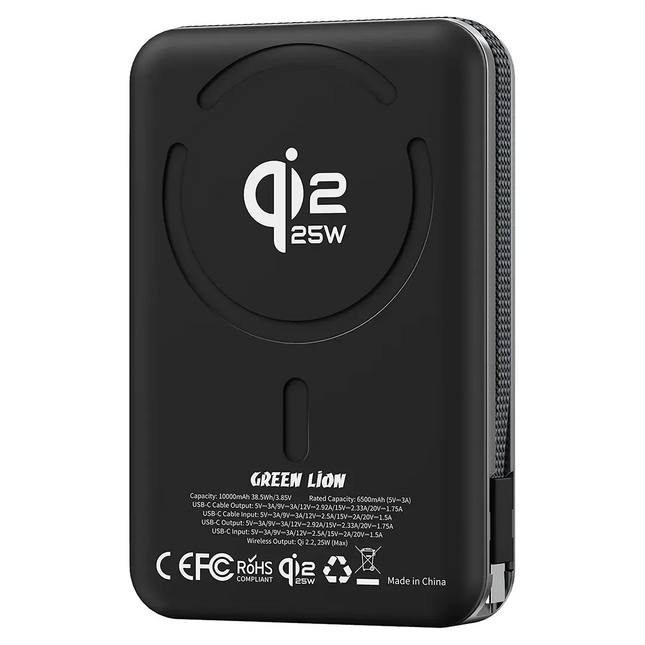 Green Lion WELLINGTON 10000mAh Magsafe Power Bank PD 35W Black