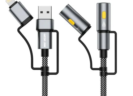 Green Lion 6 in1 Cable Charging, Led Light, Ignition 1.2m PD 60W Gray