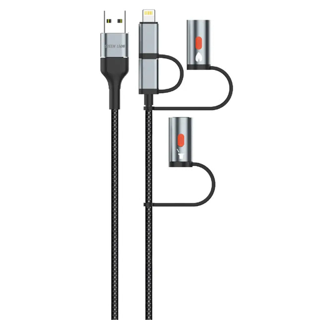 Green Lion 6 in1 Cable Charging, Led Light, Ignition 1m PD 60W Black