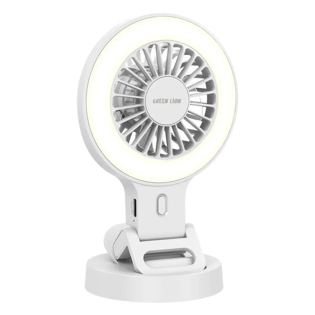 Green Lion AIR GLOW Clip-On Rechargeable Fan White