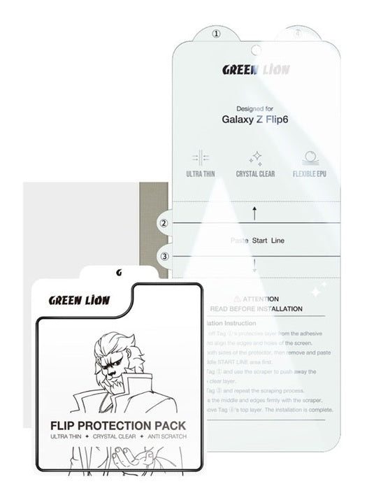 Green Lion Flip Crystal Clear Protection Pack for Samsung Z Flip 6