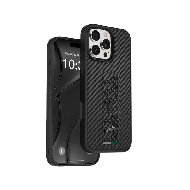 Green Lion GripX Multi-Functional Kickstand for iPhone 16 Pro Matte Carbon Leather