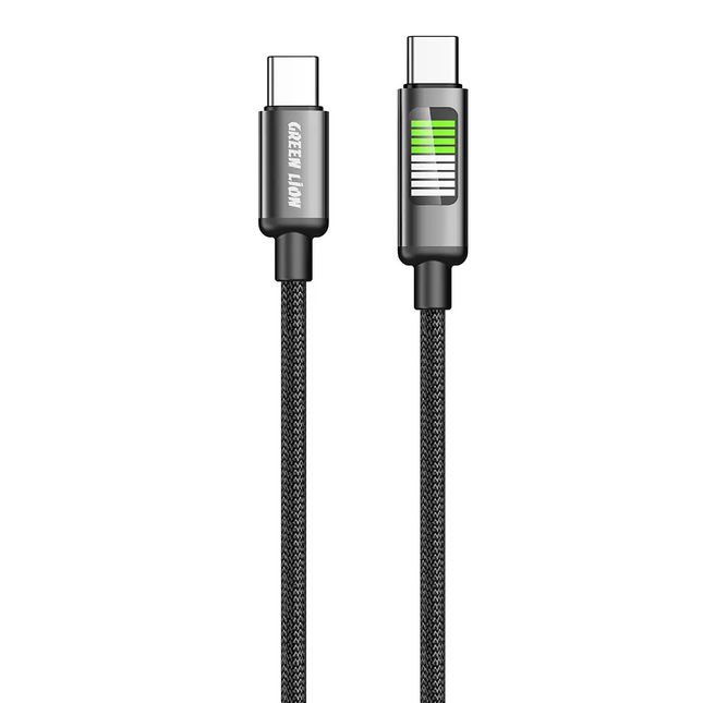 Green Lion LED Braided Cable USB-C to USB-C Black