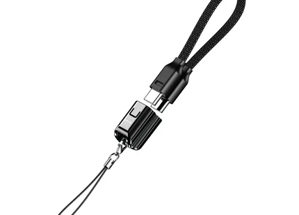 Green Lion Lanyard Cable USB-C To USB-C 15cm Braided 60W Black