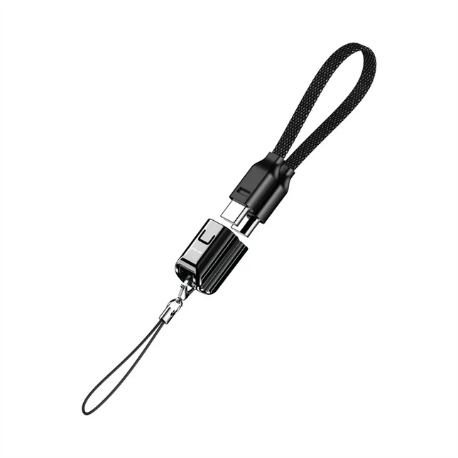 Green Lion Lanyard Cable USB-C to USB-C 15cm Braided 60W Black