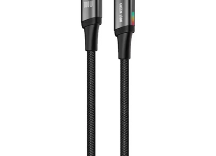 Green Lion Lumi Charge USB-C TO USB-C 1m Braided Cable PD 100W Black