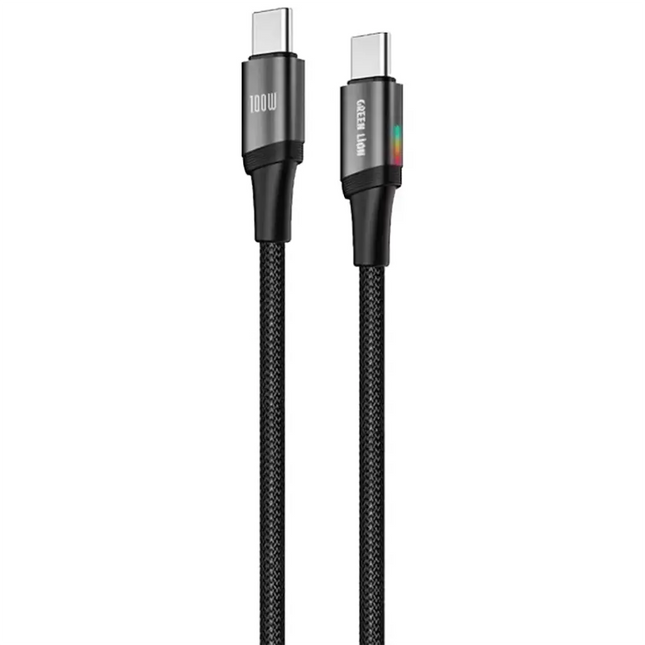 Green Lion Lumi Charge USB-C to USB-C 1m Braided Cable PD 100W Black