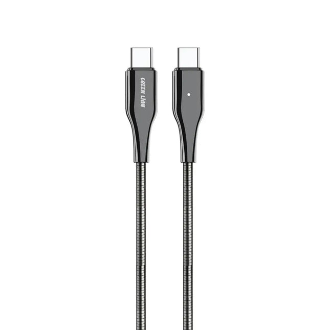 Green Lion Metal Spring Hose Cable USB-C to USB-C 60W 1m Cable Black