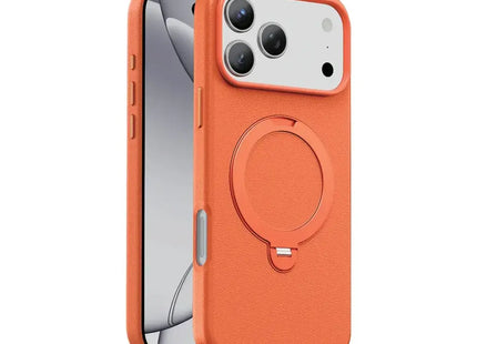 Green Lion Minster Leather Magsafe With Foldable Stand Design for iPhone 17 Pro Orange