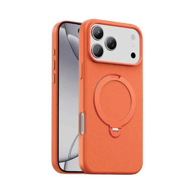 Green Lion Minster Leather Magsafe With Foldable Stand Design for iPhone 17 Pro Orange