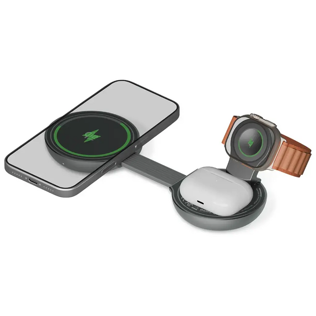 Green Lion Qi2.2 Tri-Charge Foldable Magnetic Wireless Charger 25W