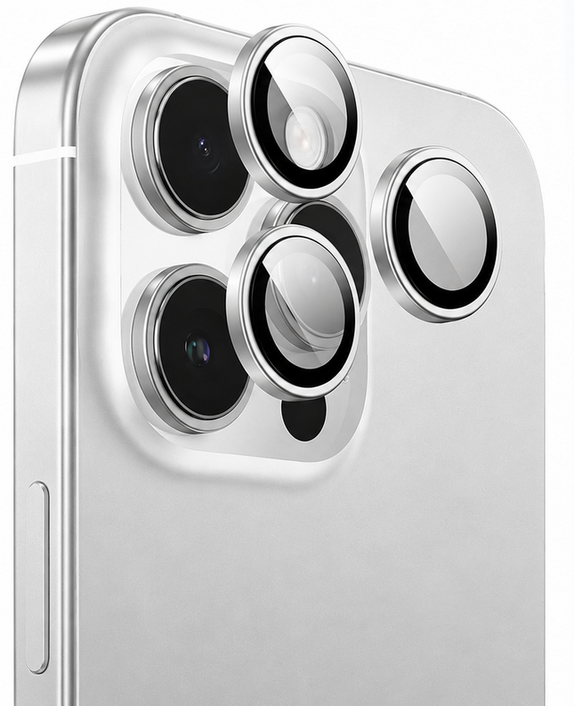Green Lion Silicone Camera lens for iPhone 16 Pro Max & iPhone 16 Pro Silver
