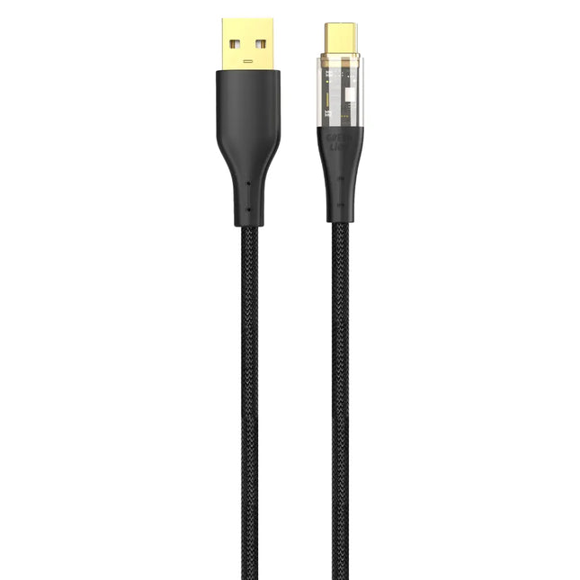 Green Lion Transparent Braided Cable 12W USB-A to USB-C 1m Cable Black