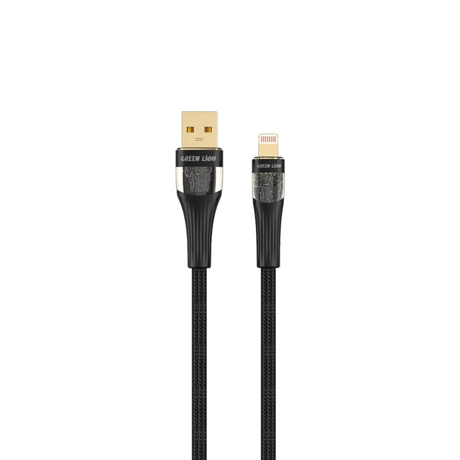 Green Lion Transparent Cable USB-A to Lightning 1m Black