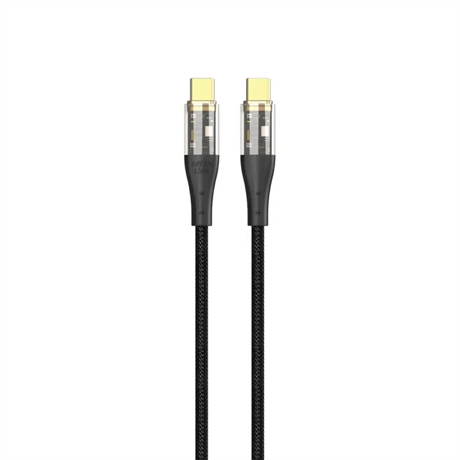 Green Lion Transparent USB-C To USB-C Braided Cable Black