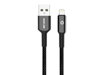 Green Lion USB-A to Lightning Braided Cable 1m Black
