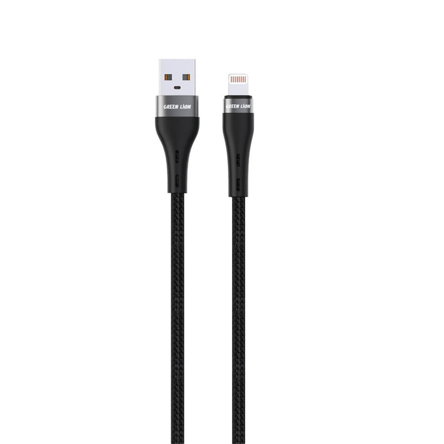 Green Lion USB-A to Lightning Braided Cable 1m Black