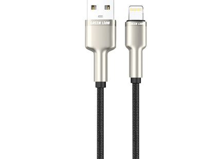 Green Lion USB-A to Lightning Braided Zinc Alloy Cable 1m Black