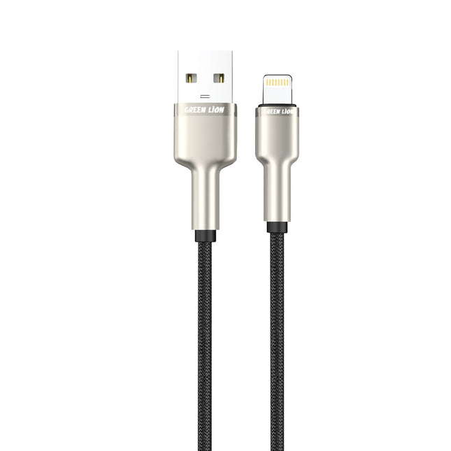 Green Lion USB-A to Lightning Braided Zinc Alloy Cable 1m Black