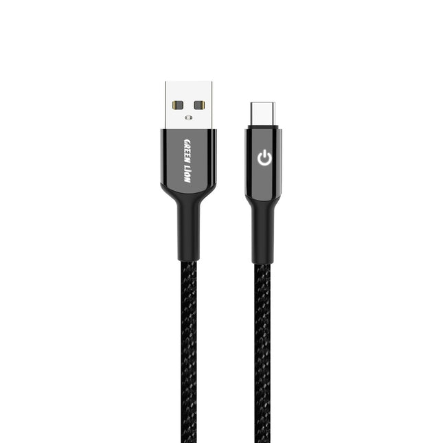 Green Lion USB-A to USB-C Braided Cable 1m Black