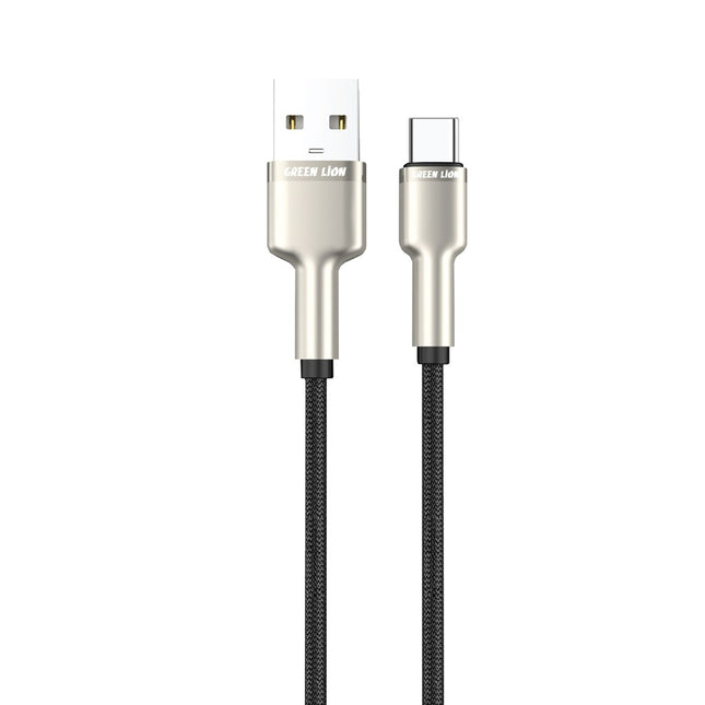 Green Lion USB-A to USB-C Braided Zinc Alloy Cable 1m Black