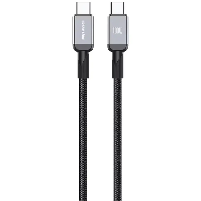 Green Lion USB-C to USB-C Durable 1m Braided Cable PD 100W Black