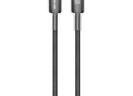 Green Lion USB-C TO USB-C Transparent PC Casing 1m Braided Cable PD 100W Black