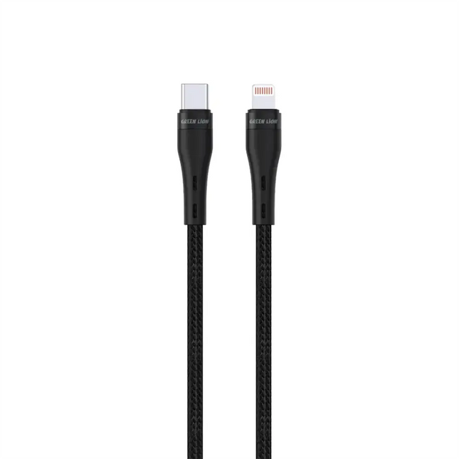 Green Lion USB-C to Lightning Braided Cable 5m 20W Black