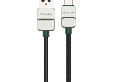 Green Lion USB A to Type-C Cable Electroplated-Braided 1m 15W Black & Dark Green