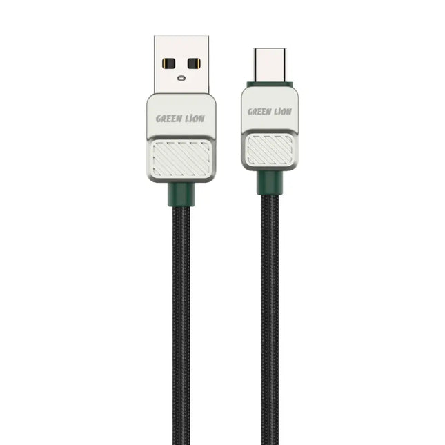 Green Lion USB A to Type-C Cable Electroplated-Braided 1m 15W Black & Dark Green