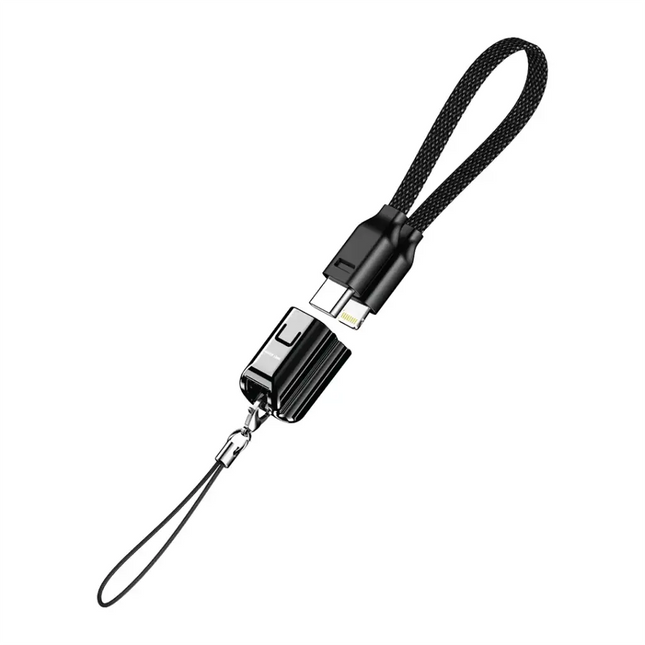Green Lion Lanyard Cable USB-C to Lightning 15cm Braided 30W Black