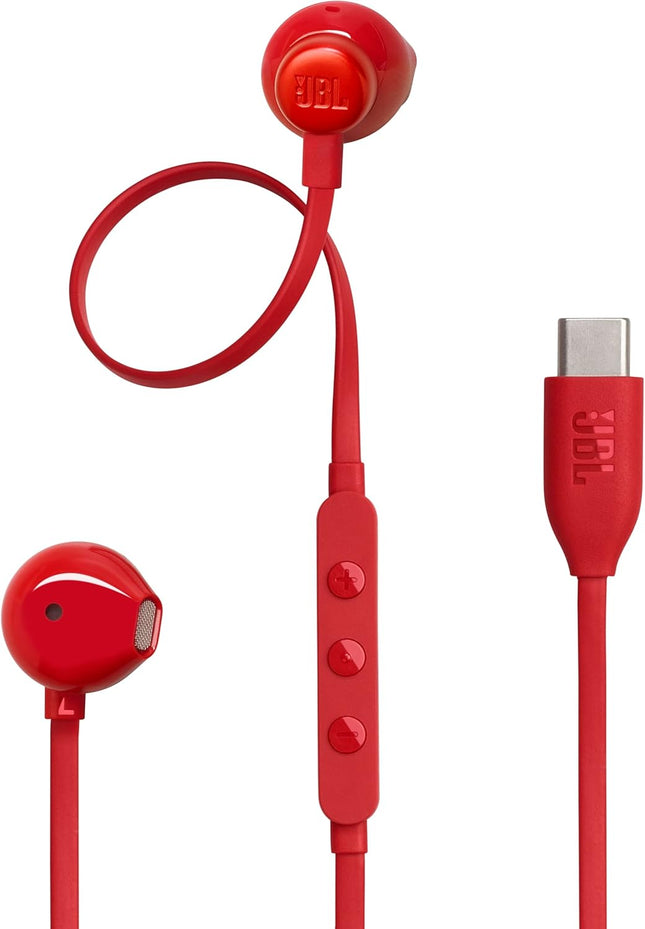 JBL T305C USB-C Hi-Res In-Ear Headphones Red