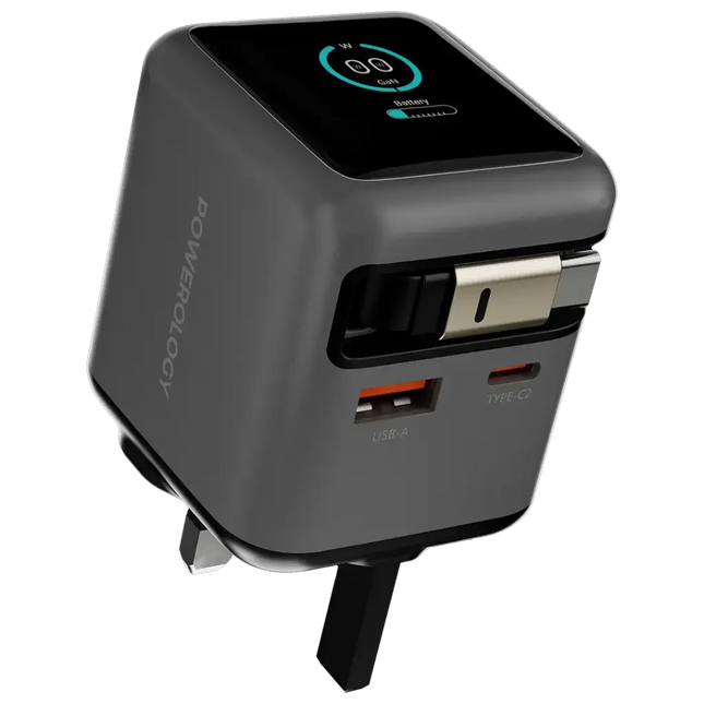 Powerology Halo Dual-Port GaN Charger Grey