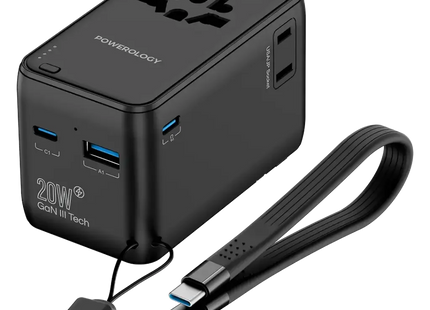 Powerology 2500W Universal Travel Adapter With 4000mAh Power Bank