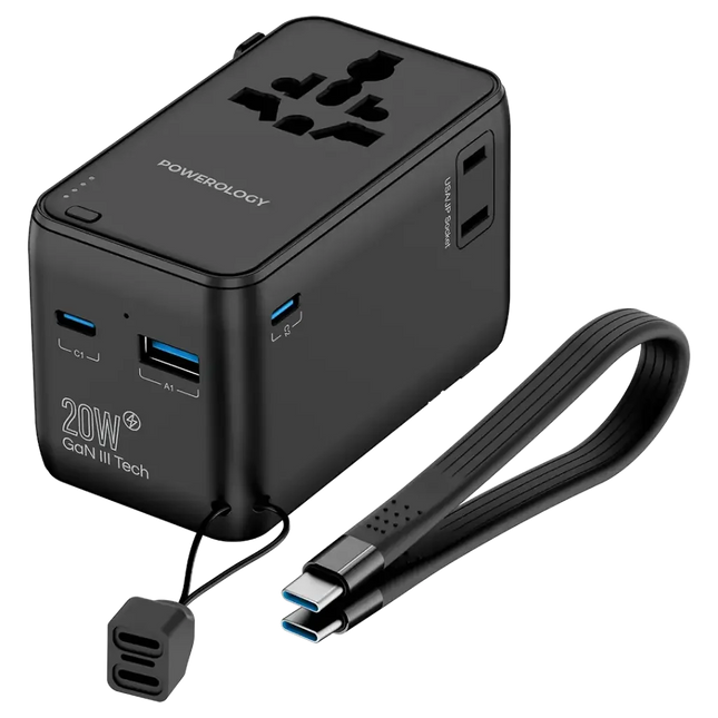 Powerology 2500W Universal Travel Adapter With 4000mAh Power Bank