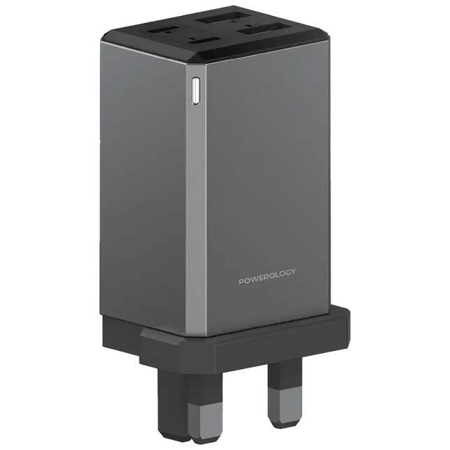 Powerology 65W GaN UK Plug Travel Adapter