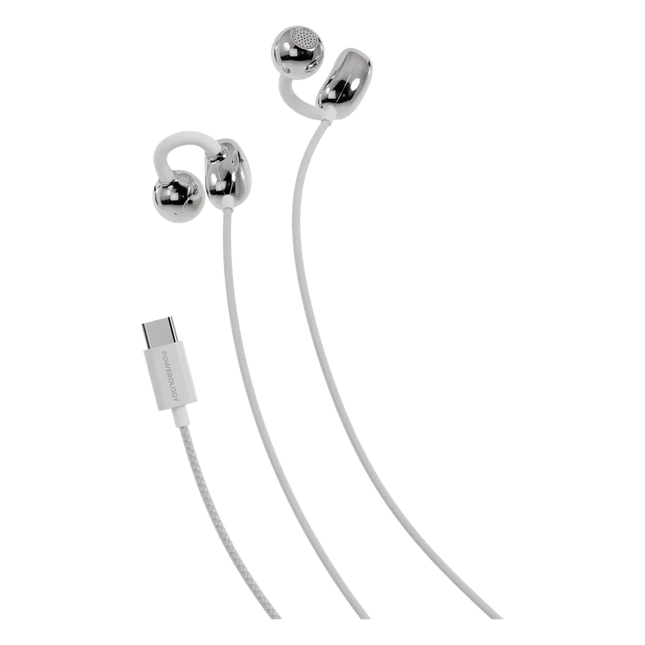 Powerology Voro Earhook USB-C Wired Earphones White