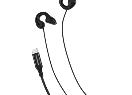 Powerology Voro Earhook USB-C Wired Earphones Black