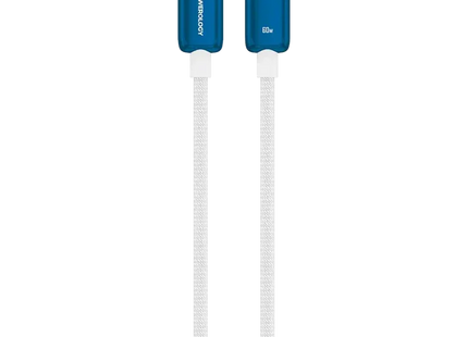 Powerology 60W Braided USB-C to USB-C Cable White Blue