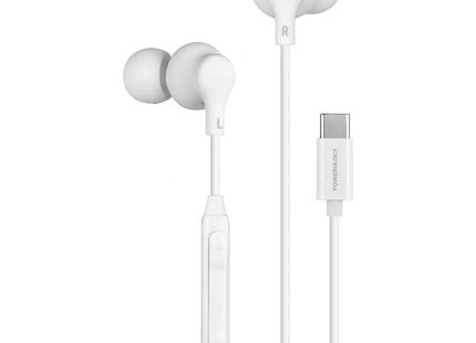 Powerology Type-C In-Ear Stereo Earphones White