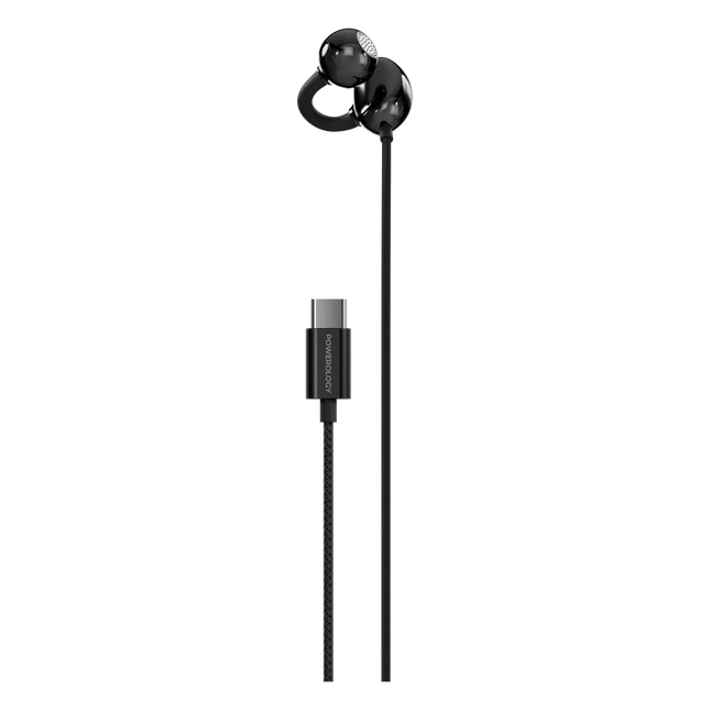 Powerology Voro Single-Sided Clip-On Wired Earphone Black