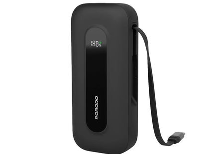 Porodo 10000mAh Power Bank 58cm Retractable Type-C Black