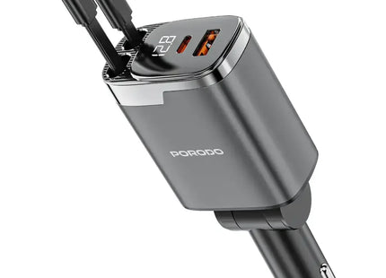 Porodo 111W Car Charger Lightning & Type-C Gray