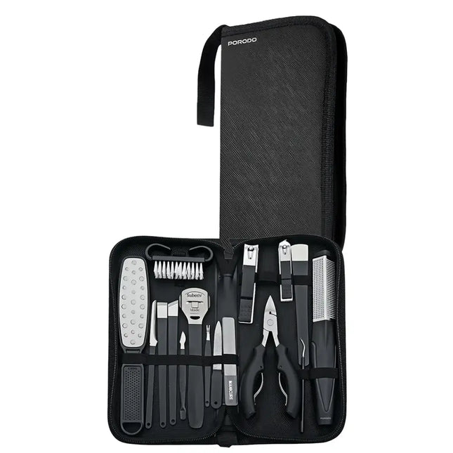 Porodo 16-In-1 Portable Nail Clipper Set Black