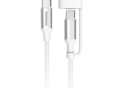 Porodo 2-In-1 Cable MagSafe 3 Charging Cable With USB-C to USB-C White