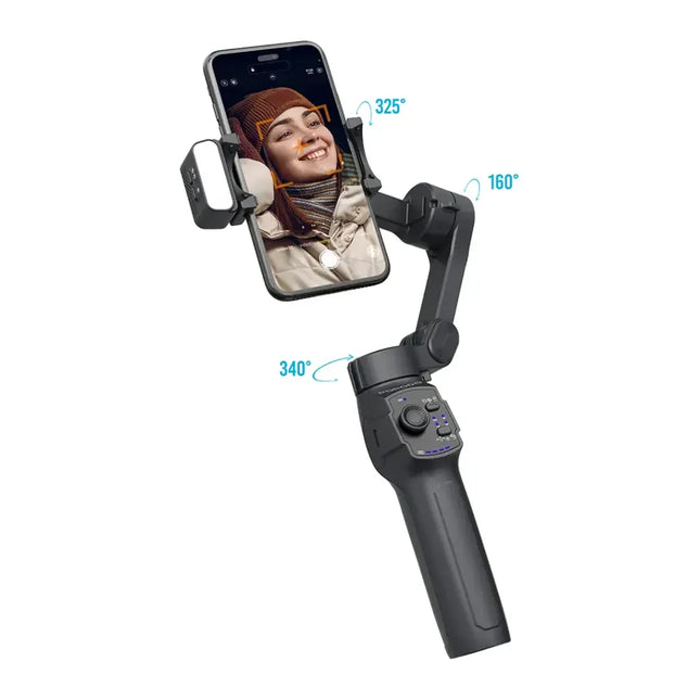 Porodo 3-Axis Gimbal Stabilizer Magnetic Fill Light Black