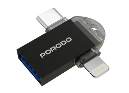 Porodo 3-in-1 OTG Adapter Black