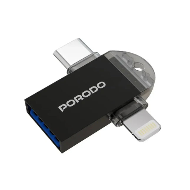 Porodo 3-in-1 OTG Adapter Black